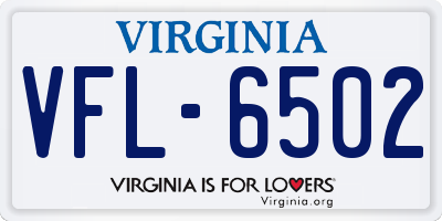 VA license plate VFL6502