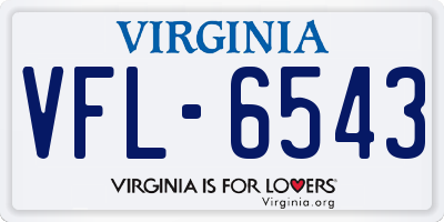 VA license plate VFL6543