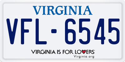VA license plate VFL6545