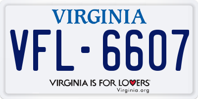 VA license plate VFL6607