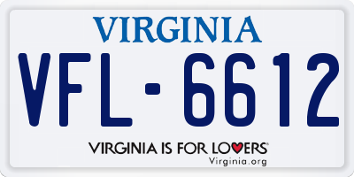 VA license plate VFL6612
