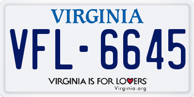 VA license plate VFL6645