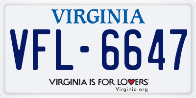 VA license plate VFL6647