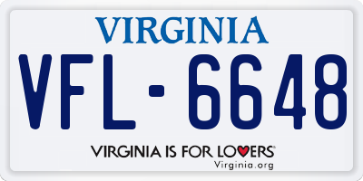VA license plate VFL6648
