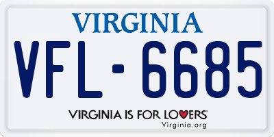 VA license plate VFL6685