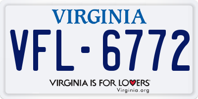 VA license plate VFL6772