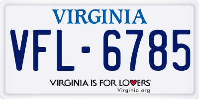 VA license plate VFL6785