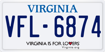 VA license plate VFL6874