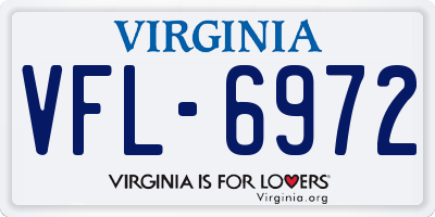 VA license plate VFL6972