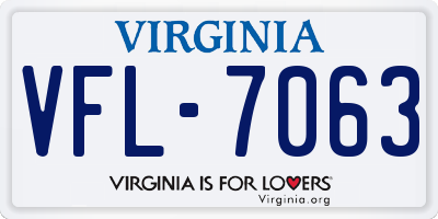 VA license plate VFL7063