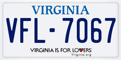 VA license plate VFL7067