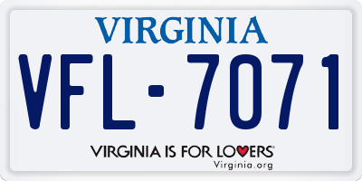 VA license plate VFL7071