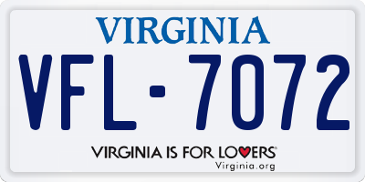 VA license plate VFL7072
