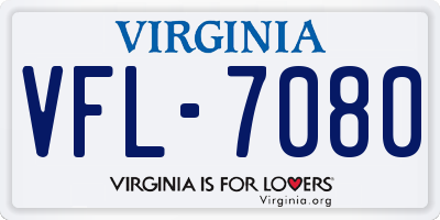 VA license plate VFL7080