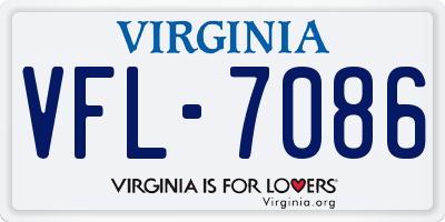 VA license plate VFL7086