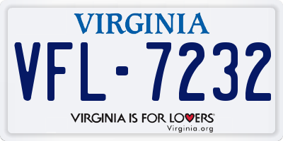 VA license plate VFL7232