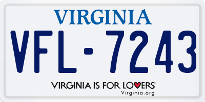 VA license plate VFL7243