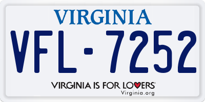 VA license plate VFL7252