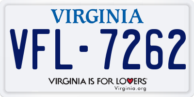 VA license plate VFL7262