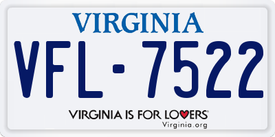 VA license plate VFL7522