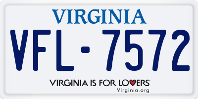 VA license plate VFL7572