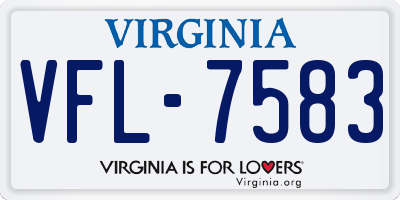 VA license plate VFL7583