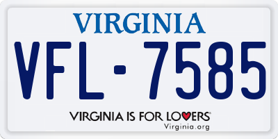 VA license plate VFL7585