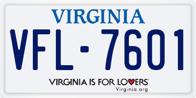 VA license plate VFL7601