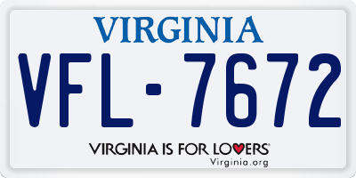VA license plate VFL7672