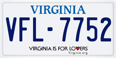 VA license plate VFL7752