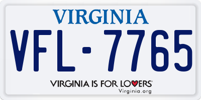 VA license plate VFL7765
