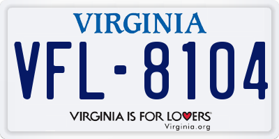 VA license plate VFL8104