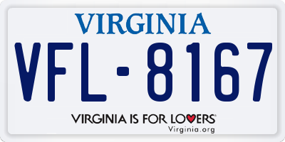 VA license plate VFL8167