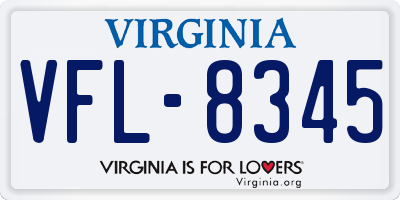 VA license plate VFL8345