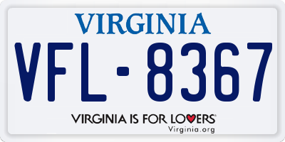 VA license plate VFL8367