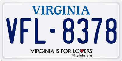 VA license plate VFL8378