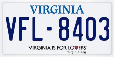VA license plate VFL8403