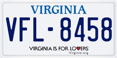 VA license plate VFL8458