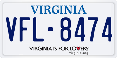 VA license plate VFL8474