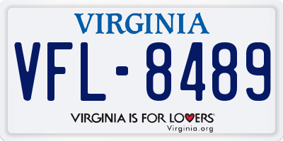 VA license plate VFL8489
