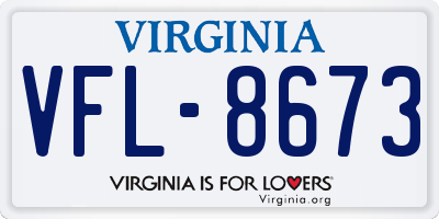 VA license plate VFL8673