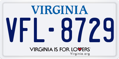 VA license plate VFL8729