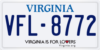 VA license plate VFL8772