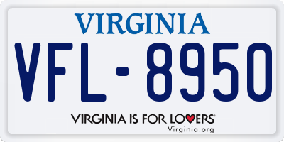 VA license plate VFL8950