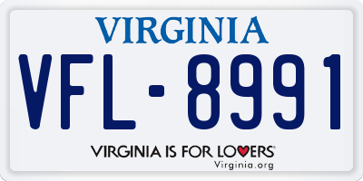 VA license plate VFL8991