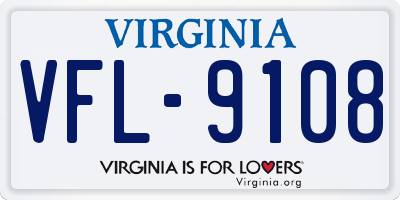 VA license plate VFL9108