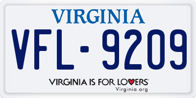 VA license plate VFL9209