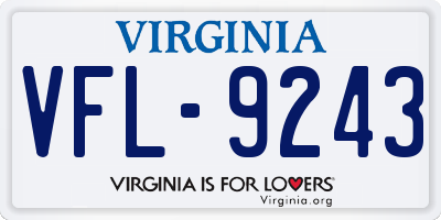 VA license plate VFL9243