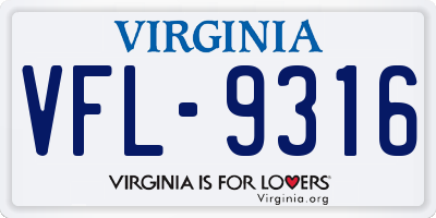 VA license plate VFL9316