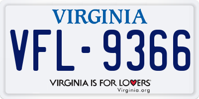 VA license plate VFL9366